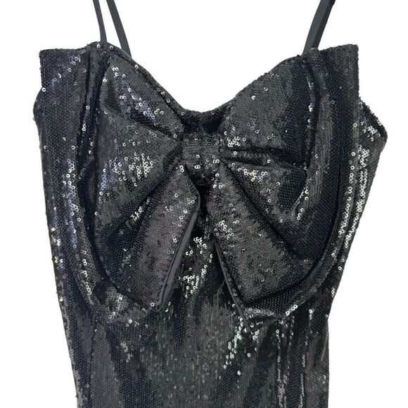 NEW Torn by Ronny Kobo Lindsay Sequin Bow Mini Dress Black Small - Picture 7 of 12